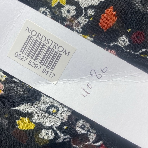 Nordstrom‎ Black Floral Sheer Ruffle Mini Dress NWT Long Sleeve Size Small - Picture 7 of 11